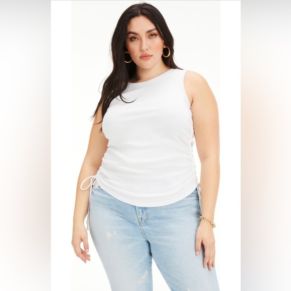 Good American Ruched Tank in White GA SIZE 4/ Size XL NWT - Picture 3 of 4